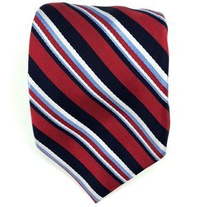 Chaps Men's Silk Handmade Blue White Red Striped Elegant Business Necktie Tie 57